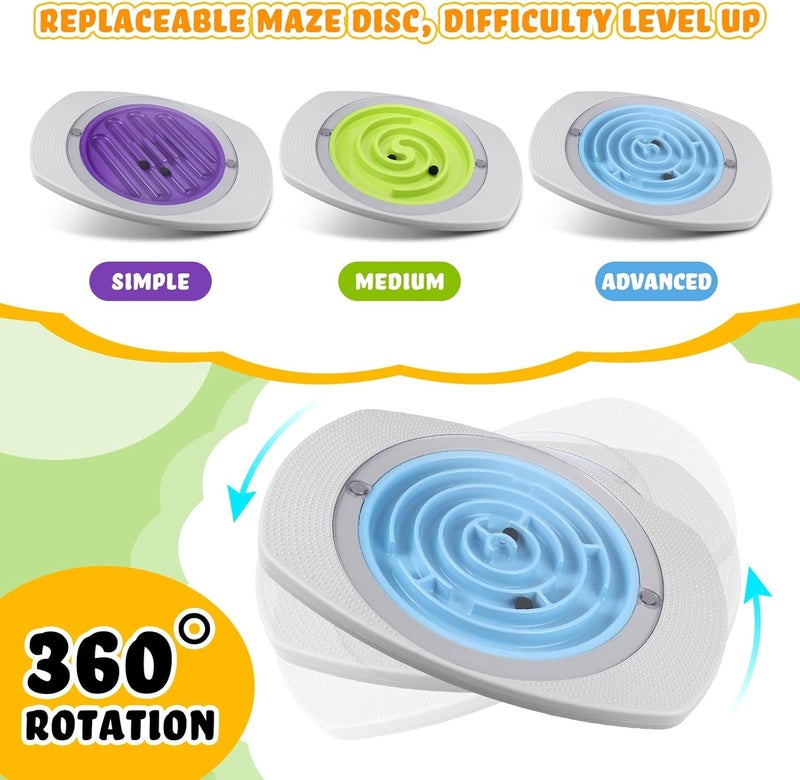 PullCrease Balance Board for Kids, 20 Inch Maze Rocking Seesaw with 2 Balls, 3 Replacement Labyrinth Boards, Plastic Toddler Wobble Board Rocker for Sensory Training, Non-slip Pedals, Max Load 130 Lbs - Image 3